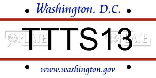 TTTS13 District Of Columbia License Plate