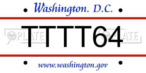 TTTT64 District Of Columbia License Plate