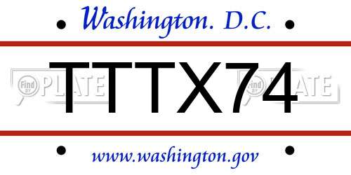 TTTX74 District Of Columbia License Plate