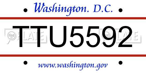 TTU5592 District Of Columbia License Plate