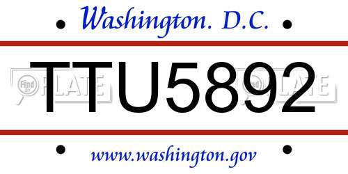 TTU5892 District Of Columbia License Plate