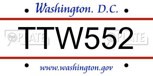 TTW552 District Of Columbia License Plate