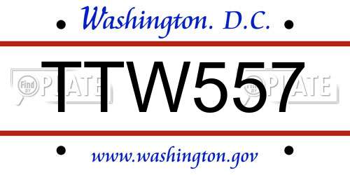 TTW557 District Of Columbia License Plate