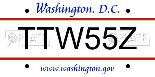 TTW55Z District Of Columbia License Plate