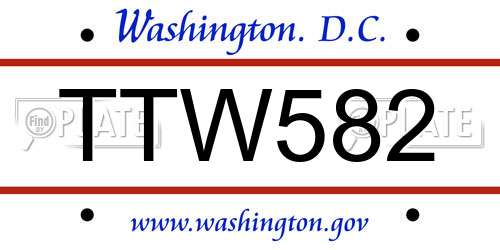 TTW582 District Of Columbia License Plate