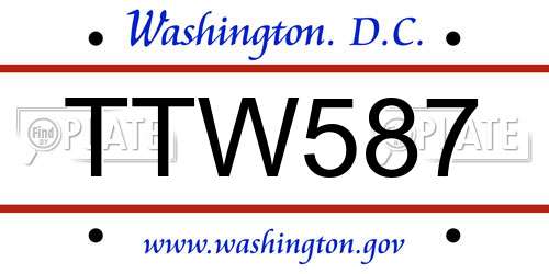 TTW587 District Of Columbia License Plate