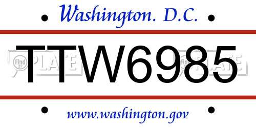 TTW6985 District Of Columbia License Plate