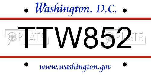 TTW852 District Of Columbia License Plate