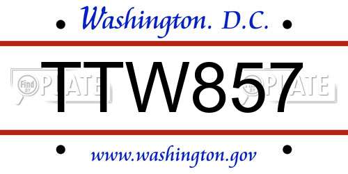 TTW857 District Of Columbia License Plate