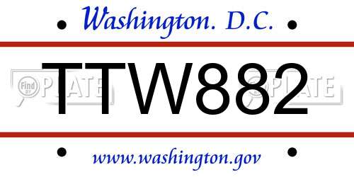 TTW882 District Of Columbia License Plate