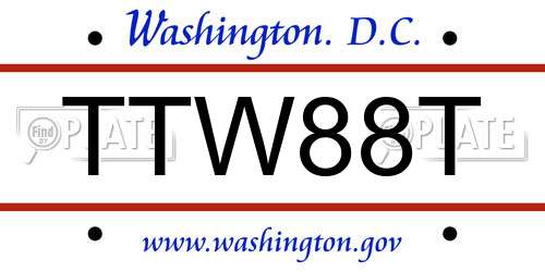 TTW88T District Of Columbia License Plate
