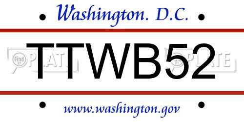 TTWB52 District Of Columbia License Plate