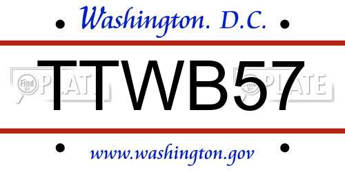 TTWB57 District Of Columbia License Plate