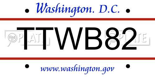 TTWB82 District Of Columbia License Plate