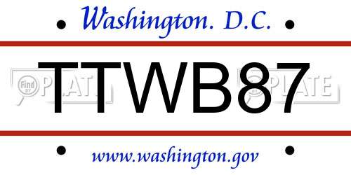 TTWB87 District Of Columbia License Plate