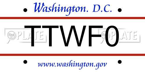 TTWF0 District Of Columbia License Plate