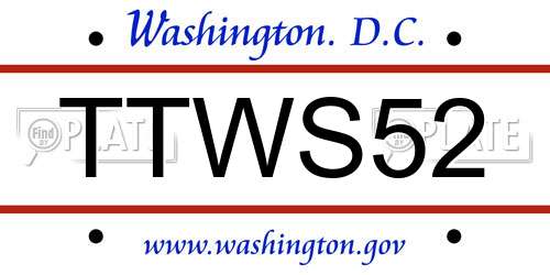 TTWS52 District Of Columbia License Plate