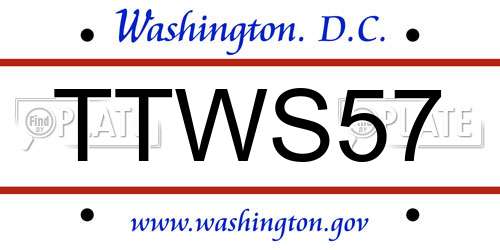 TTWS57 District Of Columbia License Plate