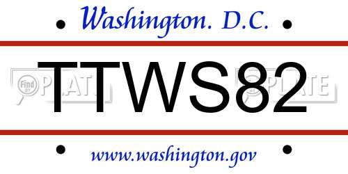 TTWS82 District Of Columbia License Plate