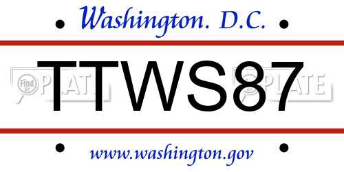 TTWS87 District Of Columbia License Plate