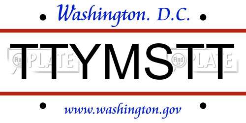 TTYMSTT District Of Columbia License Plate