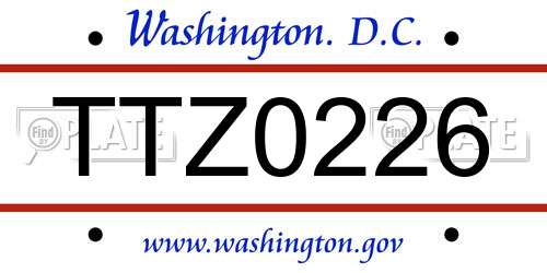 TTZ0226 District Of Columbia License Plate