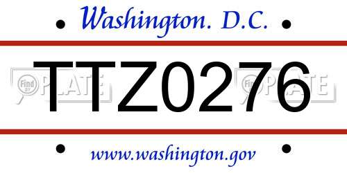 TTZ0276 District Of Columbia License Plate