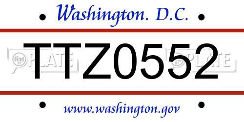 TTZ0552 District Of Columbia License Plate