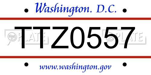 TTZ0557 District Of Columbia License Plate