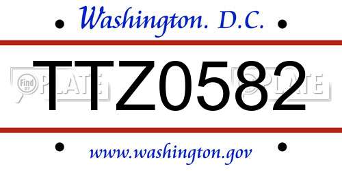 TTZ0582 District Of Columbia License Plate