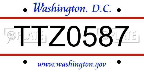 TTZ0587 District Of Columbia License Plate