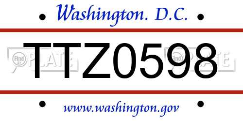 TTZ0598 District Of Columbia License Plate