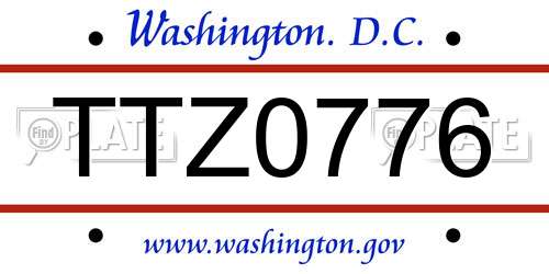 TTZ0776 District Of Columbia License Plate