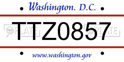 TTZ0857 District Of Columbia License Plate