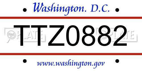 TTZ0882 District Of Columbia License Plate