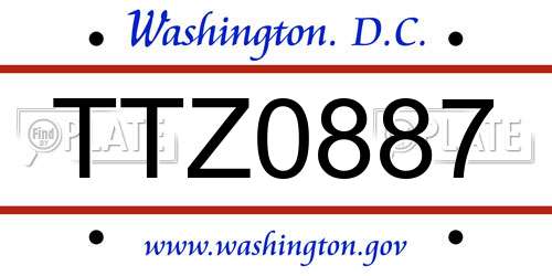 TTZ0887 District Of Columbia License Plate