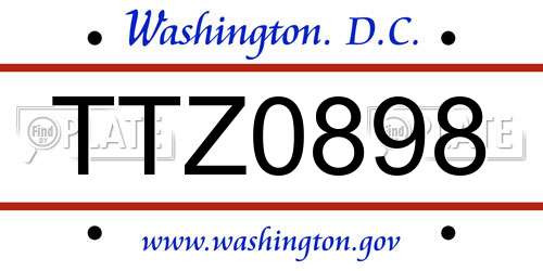 TTZ0898 District Of Columbia License Plate