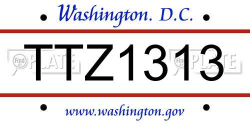 TTZ1313 District Of Columbia License Plate