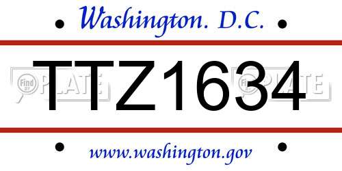 TTZ1634 District Of Columbia License Plate