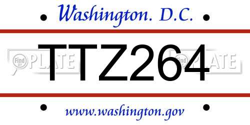 TTZ264 District Of Columbia License Plate