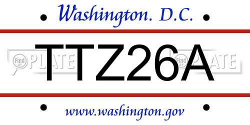 TTZ26A District Of Columbia License Plate