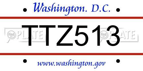 TTZ513 District Of Columbia License Plate