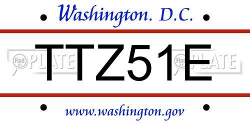 TTZ51E District Of Columbia License Plate