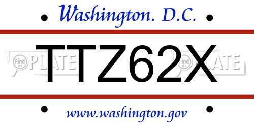 TTZ62X District Of Columbia License Plate