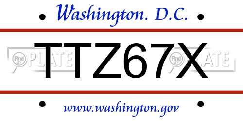 TTZ67X District Of Columbia License Plate