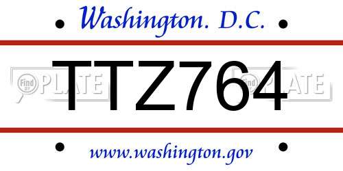 TTZ764 District Of Columbia License Plate