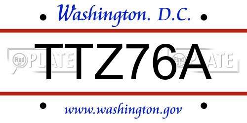 TTZ76A District Of Columbia License Plate