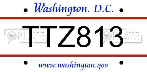 TTZ813 District Of Columbia License Plate