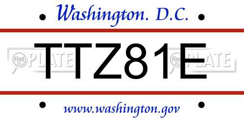 TTZ81E District Of Columbia License Plate