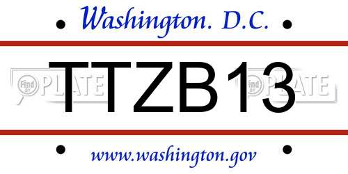 TTZB13 District Of Columbia License Plate